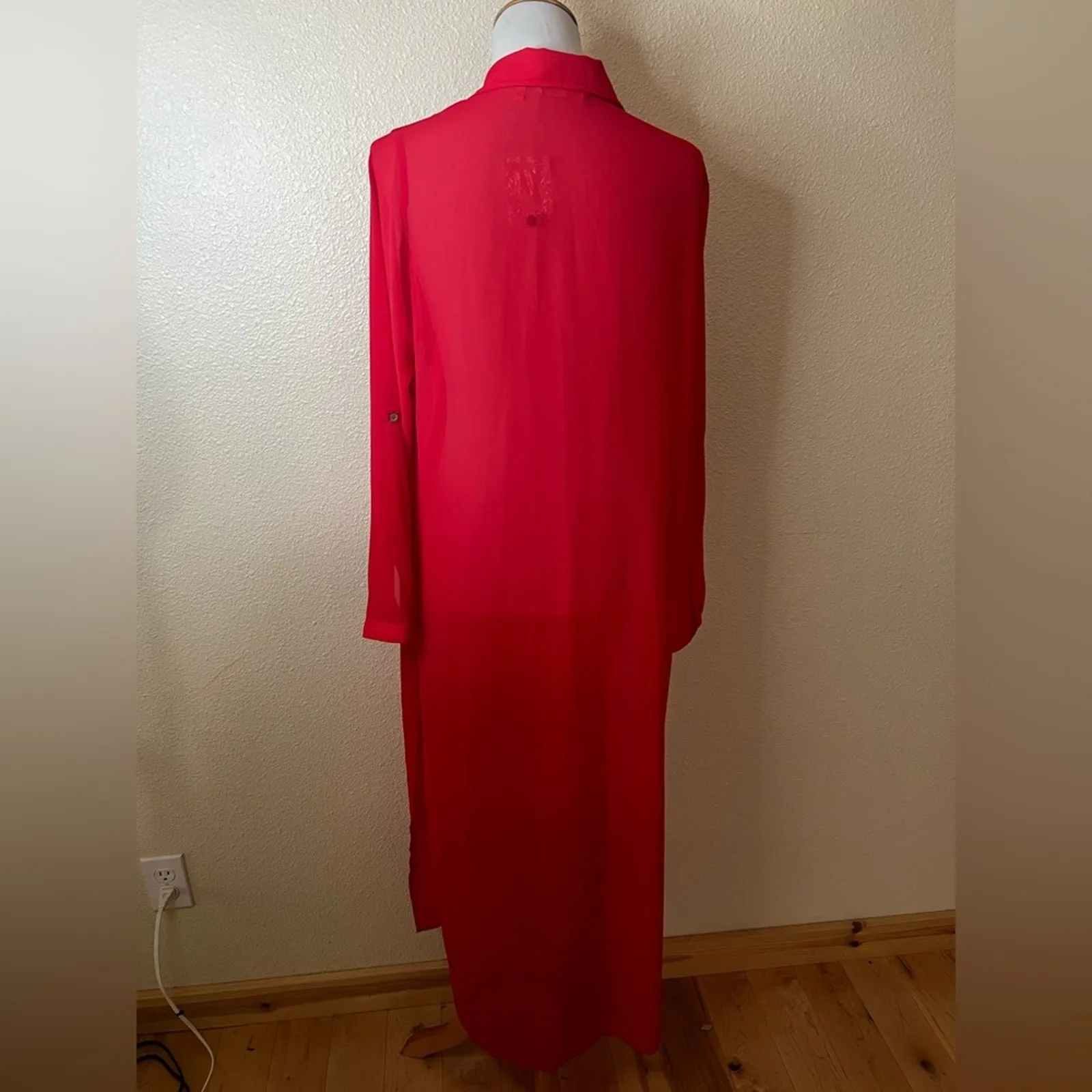 Soft Surroundings red sheer lightweight button front Cozumel duster NEW LARGE - Image 6