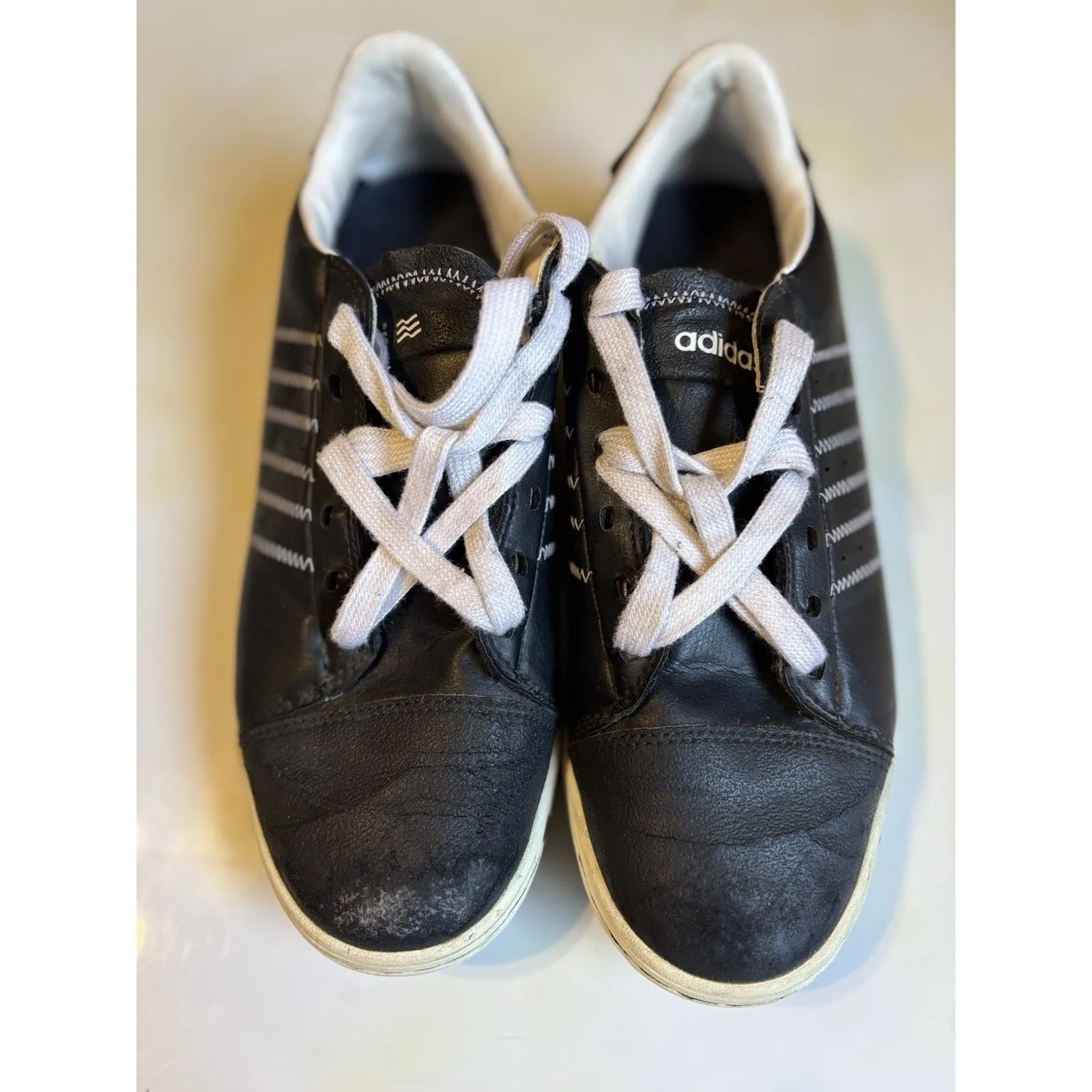 Adidas Walk Hero Tennis Shoes Size 6 Black/White Lace Up Logo‎ Comfort Support - Image 4