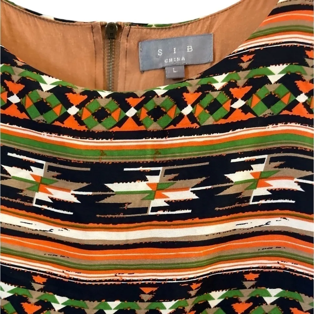 SIB Tribal Aztec Print‎ Dress size L Green Size L - Image 3