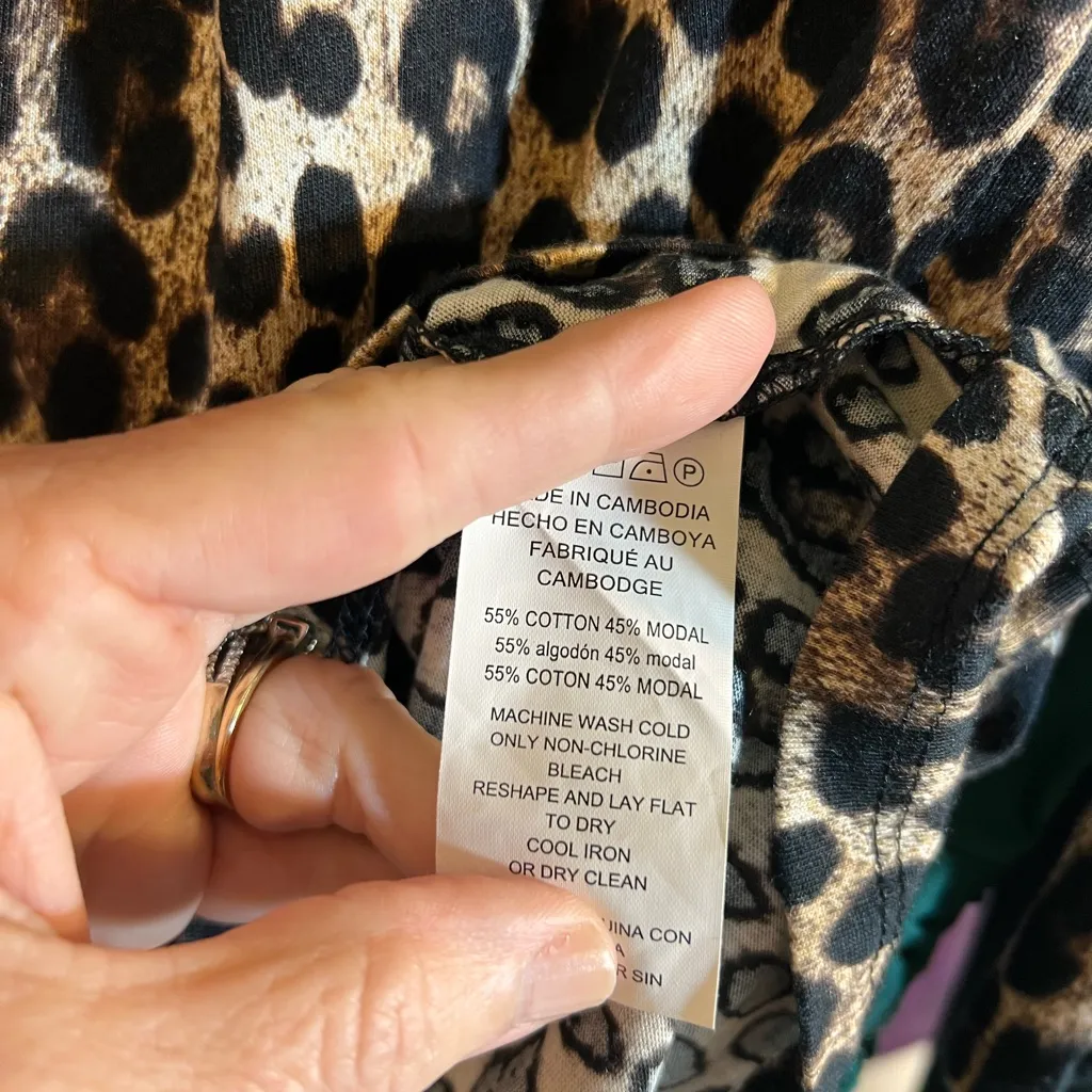 MICHAEL Michael Kors Brown Leopard Print Blouse M animal print scoop neck Black Size M - Image 6