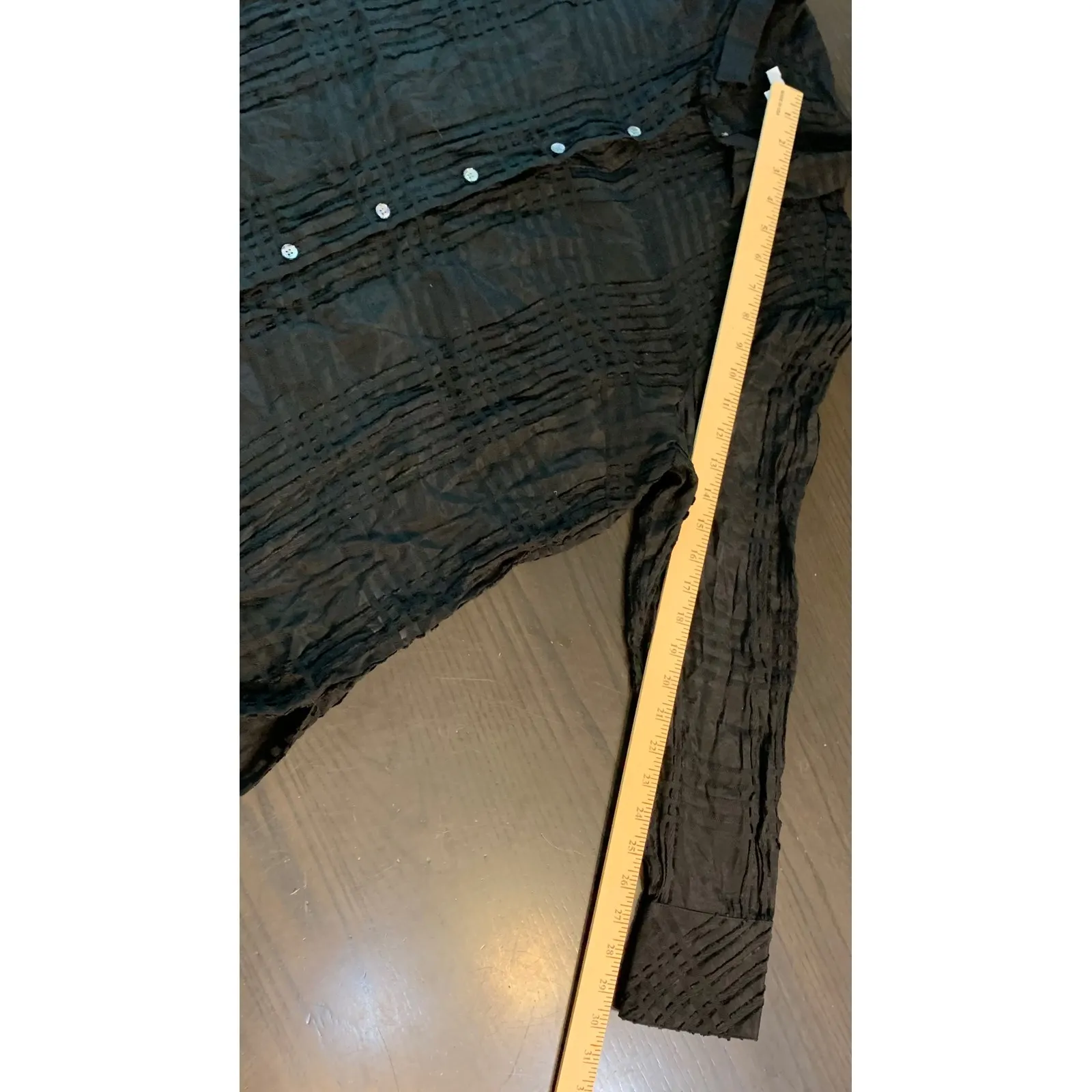 J Jill Black Textured Sheer Button Down Shirt Top Women Large Tunic Lagenlook - Image 11