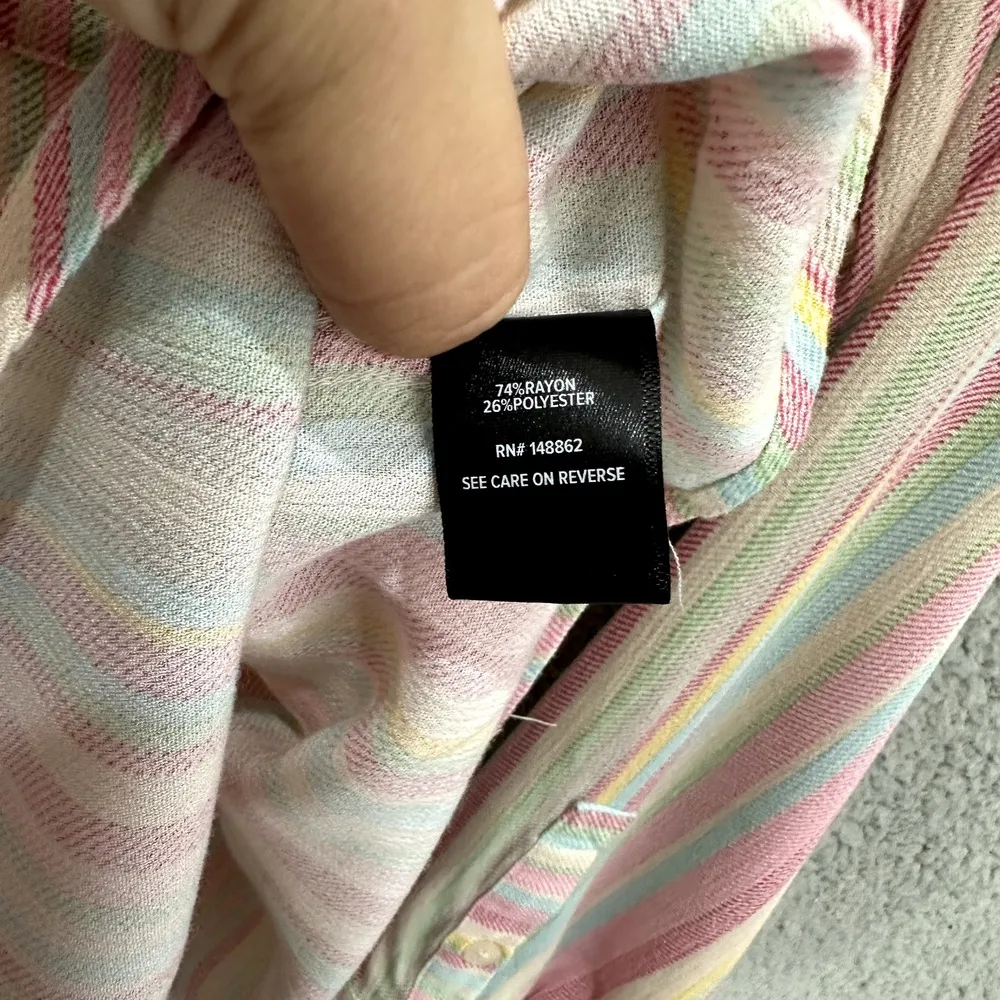 Torrid Button Shirt Women 2‎ Pastel Rainbow Stripe Soft Girl Y2K Preppy Casual - Image 5