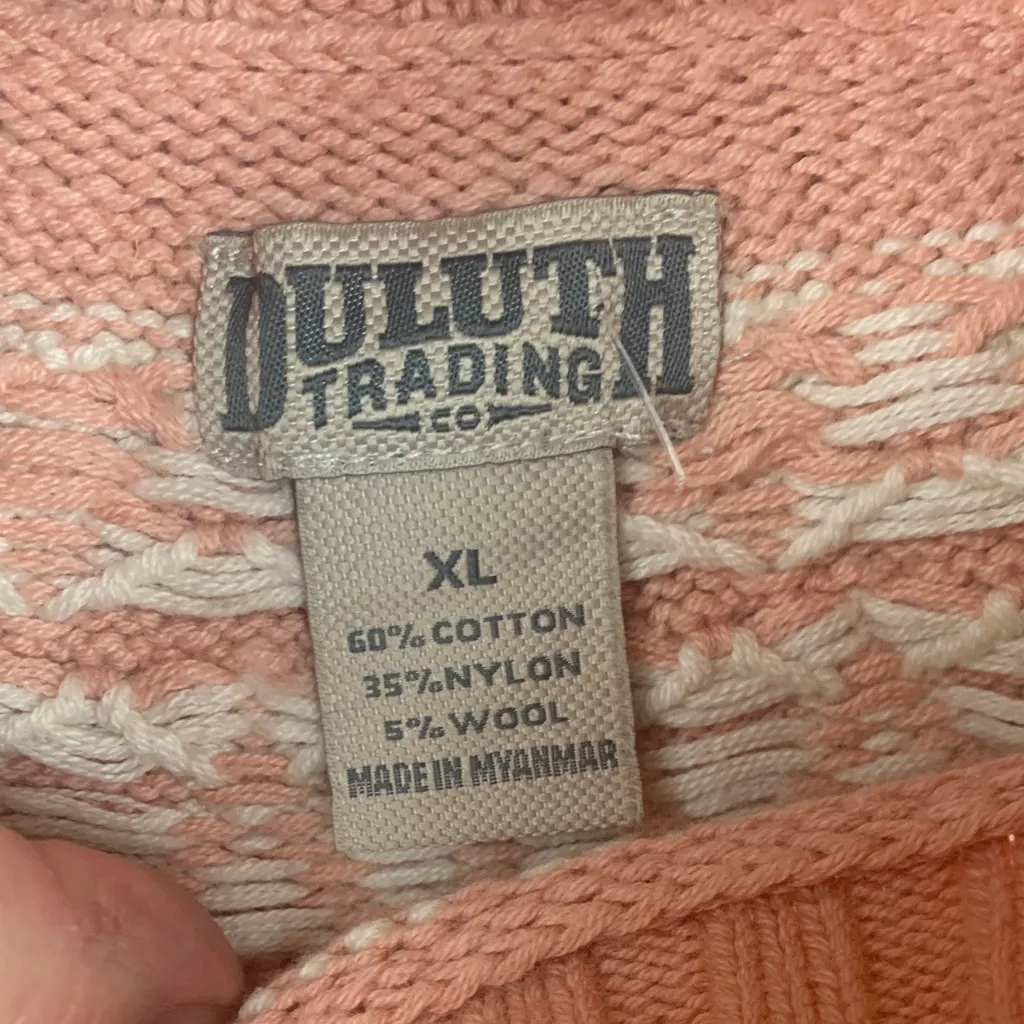 Duluth trading Co women's size XL fair isle wool Cozy Pink Turtleneck Sweater - Image 2