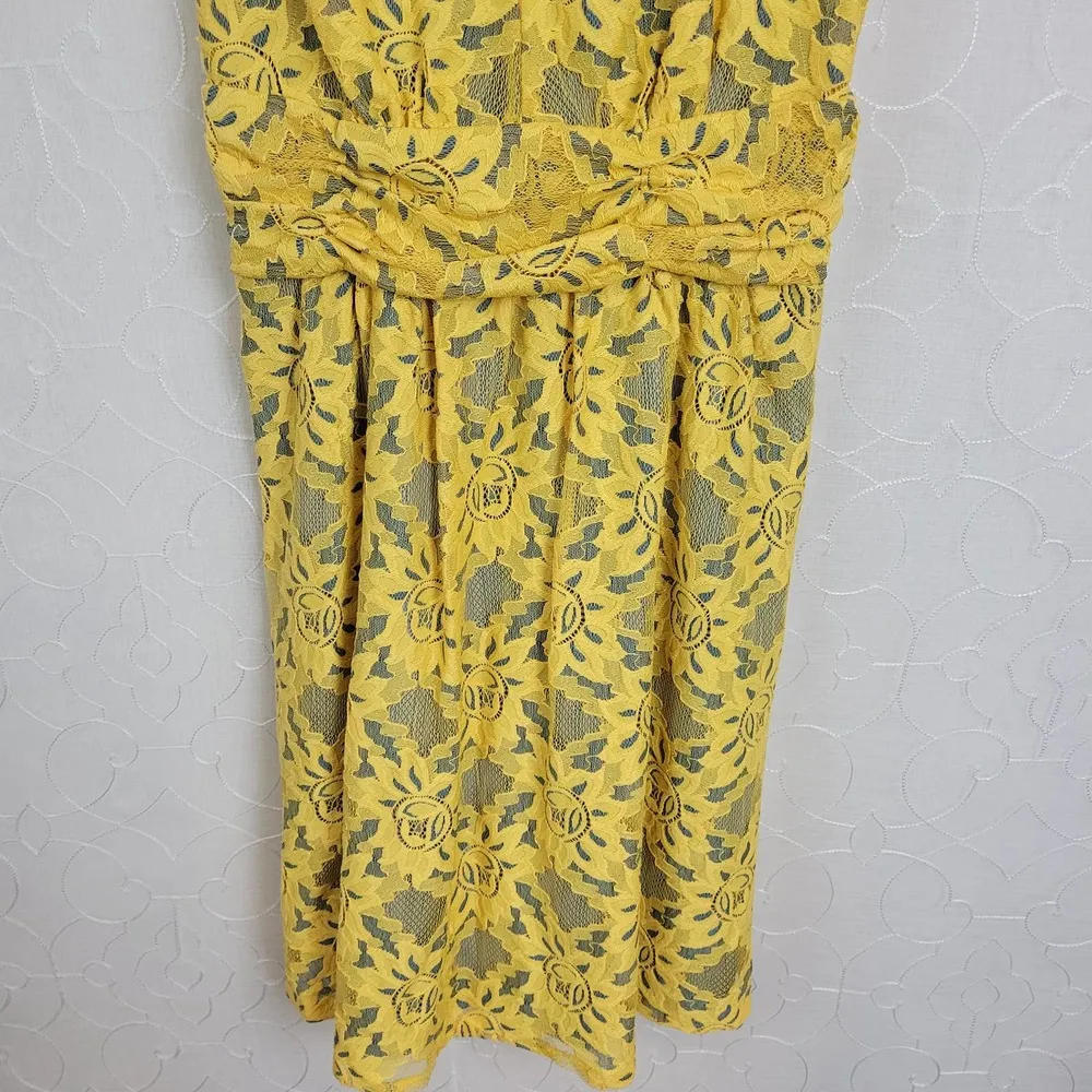 Tracy Reese Plenty by  Womens Dress Size 8 Yellow Niki Lace Sleeveless Lined Mini - Image 7