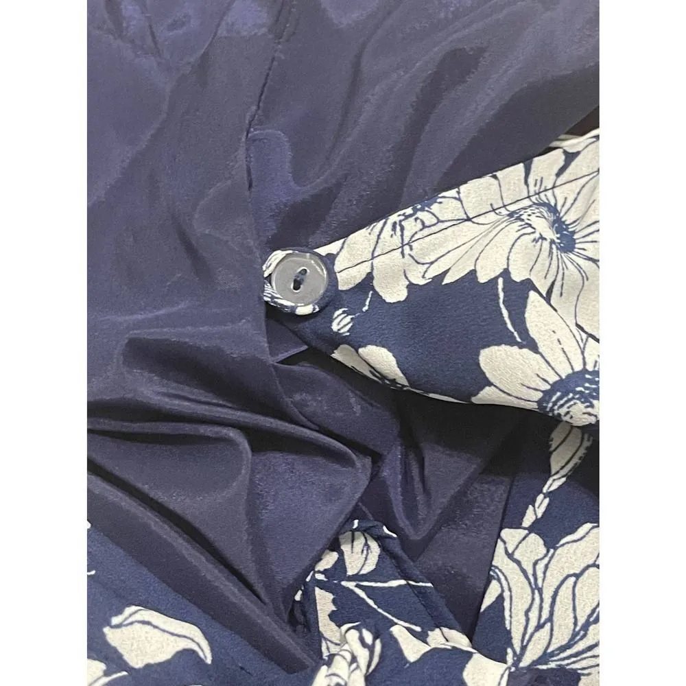 Ann Taylor Cowl Neck Drawstring Sweatshirt Long Sleeve Pullover Navy Blue Medium - Image 9