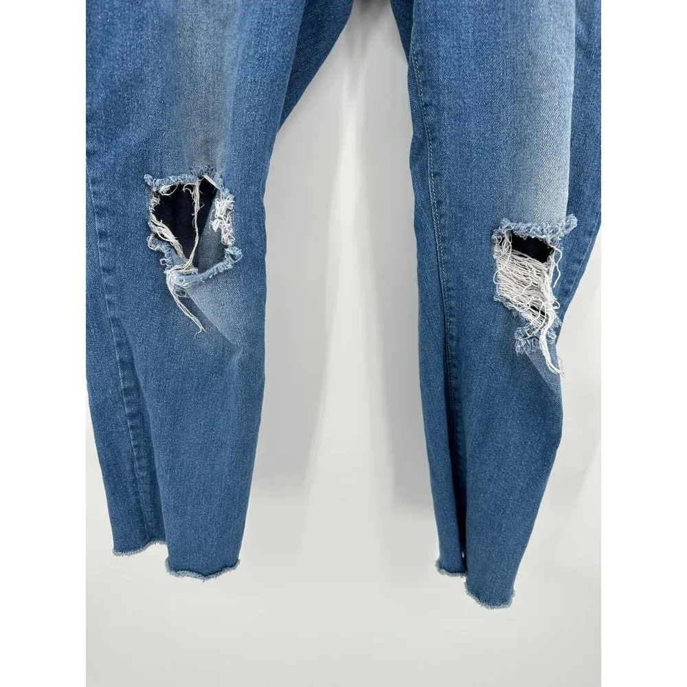 Energie Light Wash Blue Cotton Blend Denim Distressed Jeans Women's Plus Size 21 - Image 4