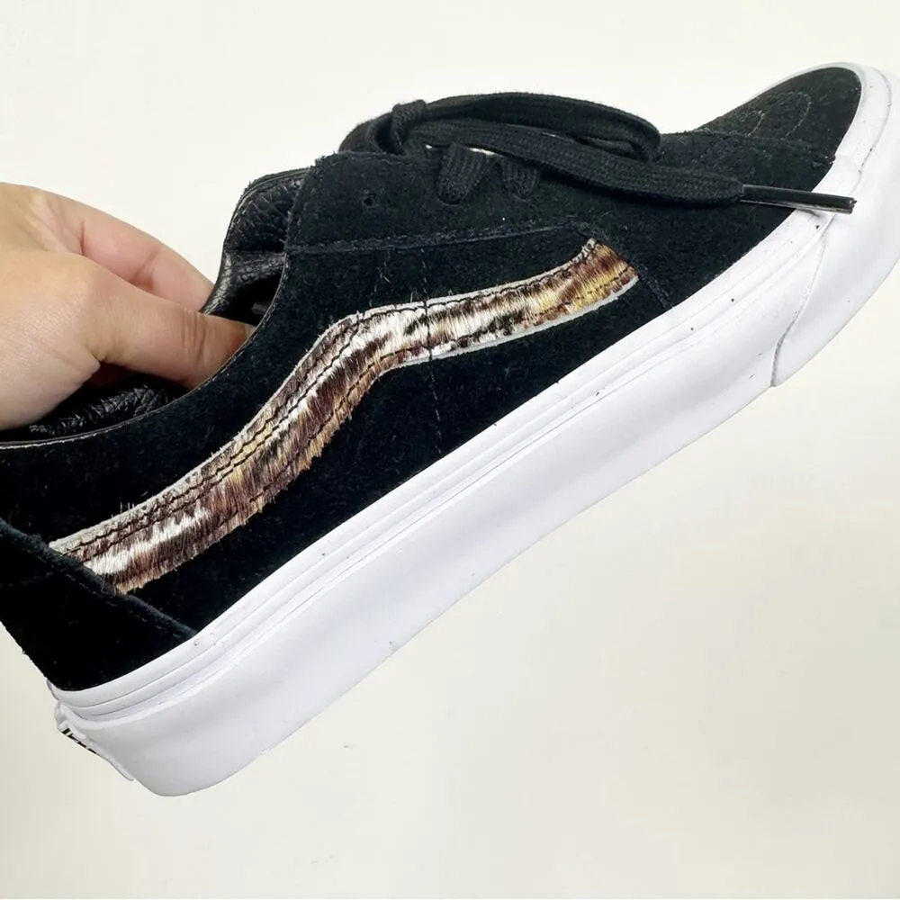 NEW Vans Unisex Black Animal Print Suede Leather Low Top Lace Up Skate Sneakers - Image 4