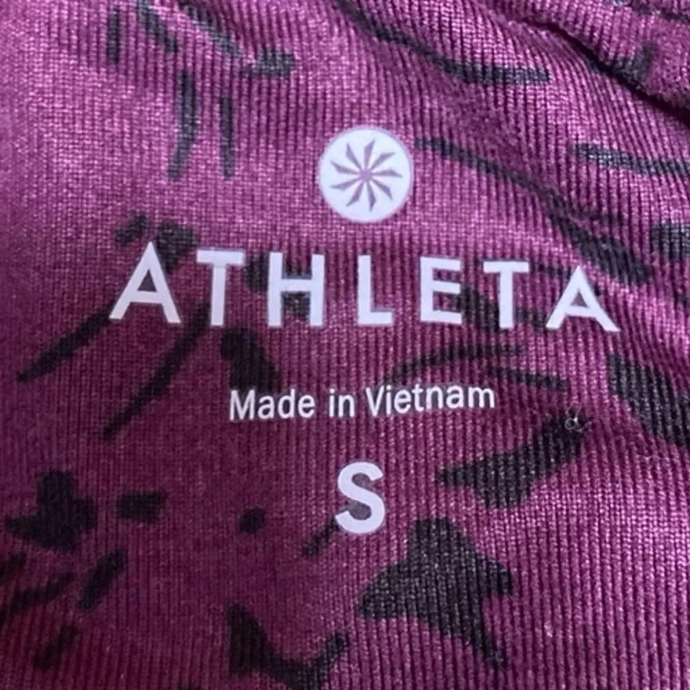 Athleta Floral Garden Relay 2.0 Maroon Activewear Fitness Capri Leggigs Pants S - Image 4
