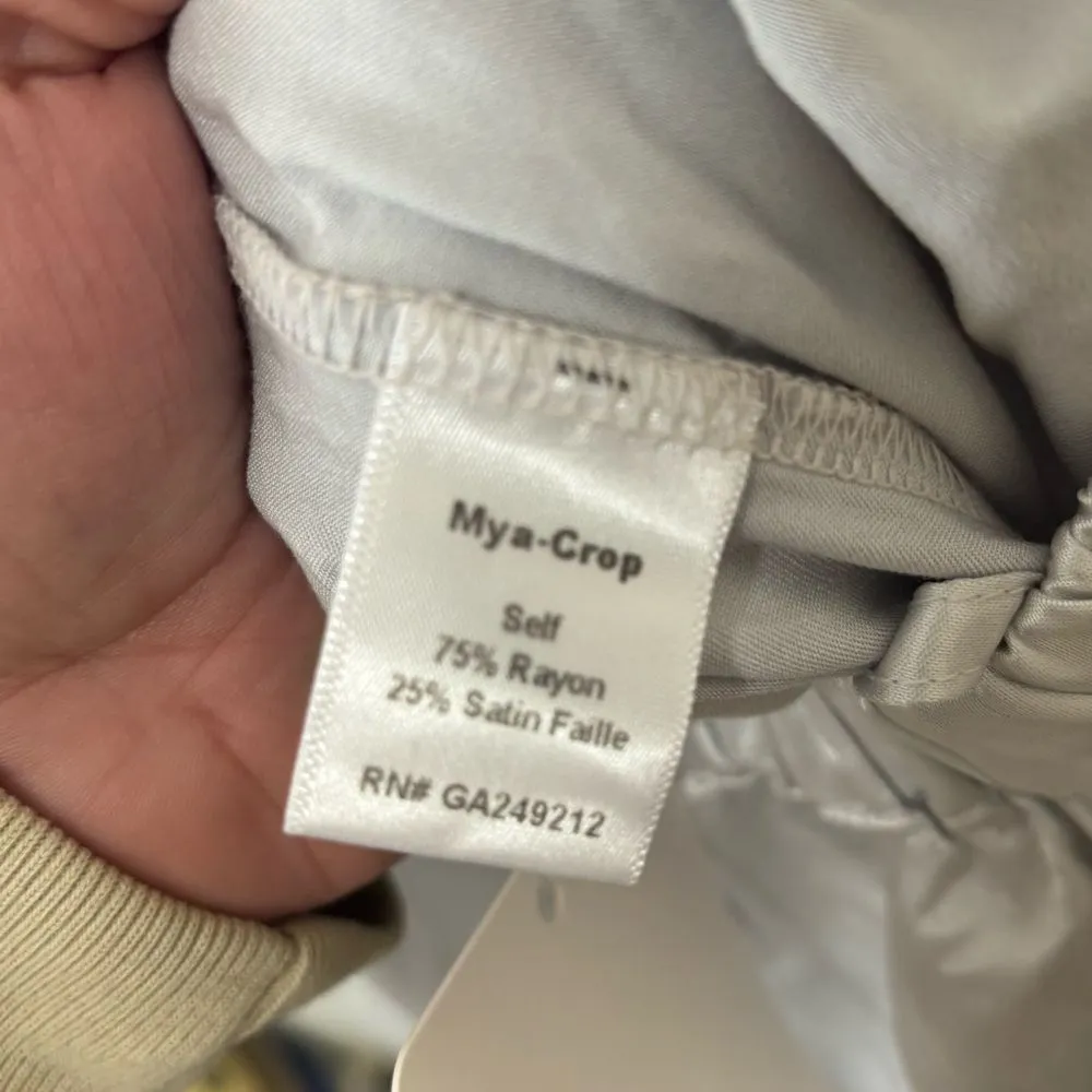 PJ Harlow‎ Mya Crop Icy Silver Satin Lounge Pajama Pants NWT Size Large - Image 5