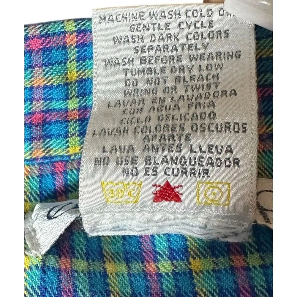 Vtg 80s 90s Esleep Plaid Capri Button Down Shirt 2 Piece Pajama Set Womens Sz M Size M - Image 9