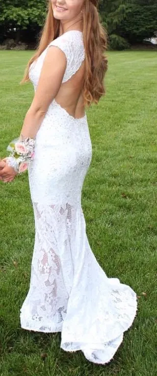 White Lace Gown / Prom Dress - Image 3