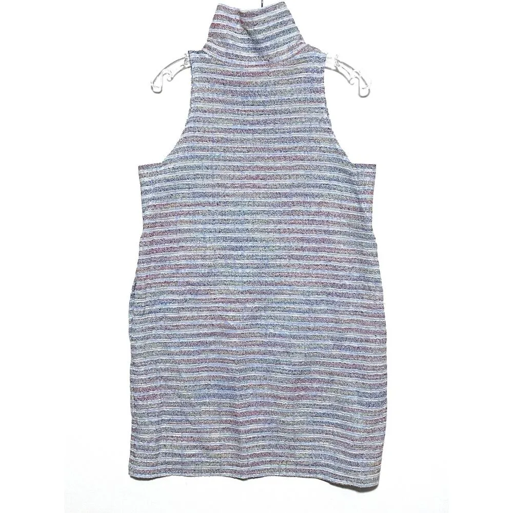 Akemi + Kin Mini Sleeveless Shift Mini Dress Stripe Multicolor Mock Neck Women S - Image 2