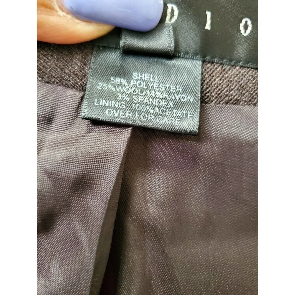 Finity Studio Women's Brow Polyester & Wool Long Sleeve 2 Piece Blazer & Skirt 6 Brown - Image 9