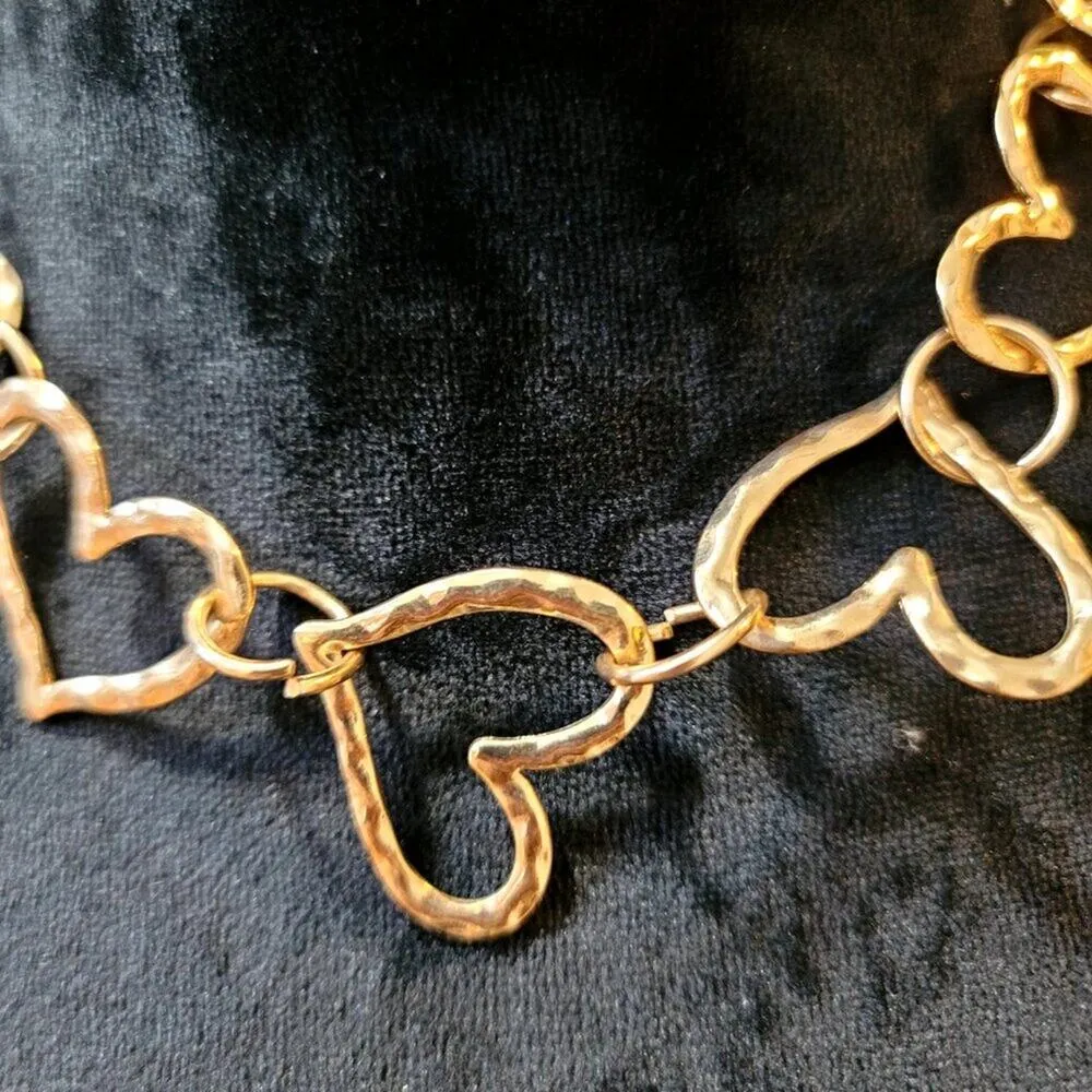 Womens Gold Tone Heart Shape Link Chain Necklace Jewelry with Spring Ring Clasp - Image 3