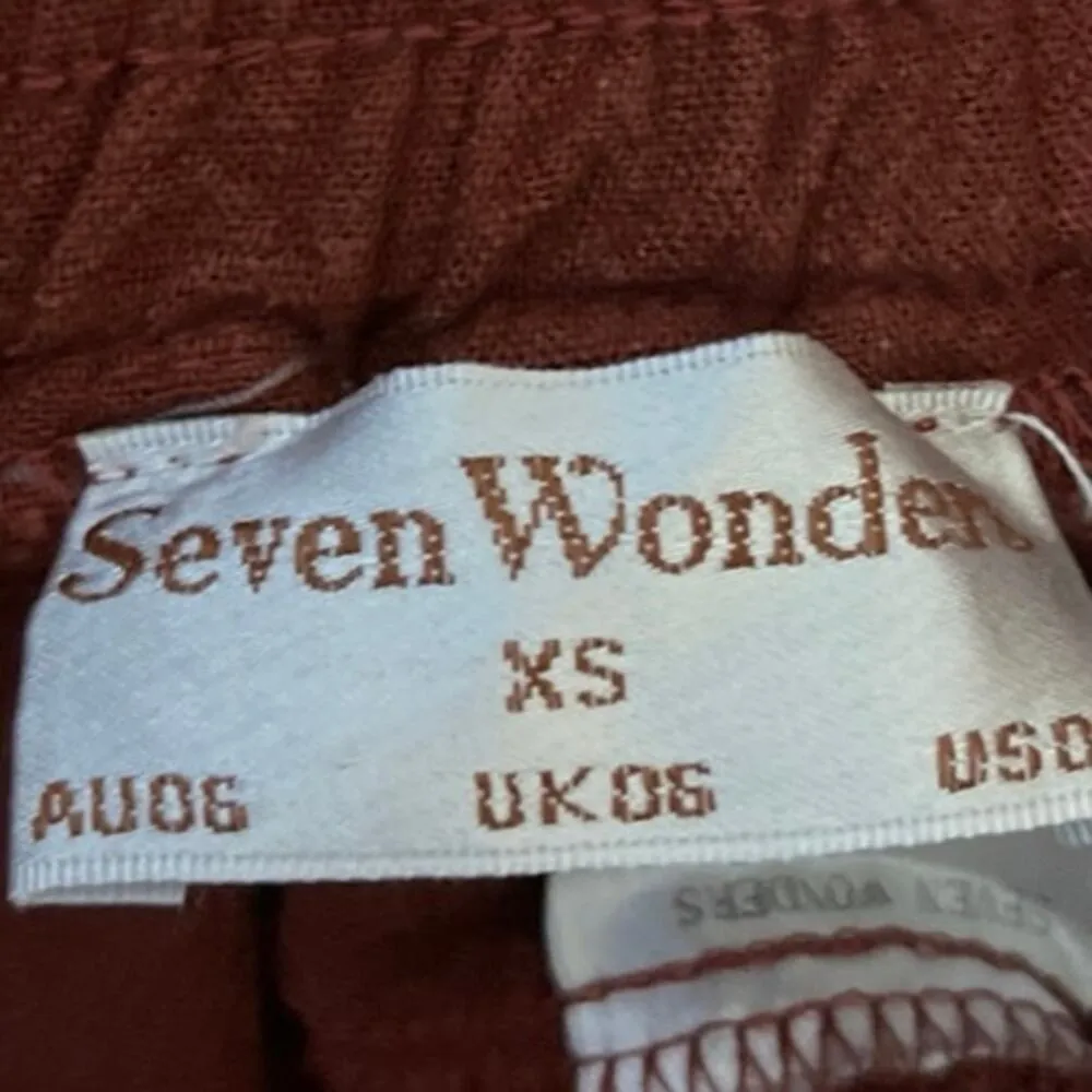 Seven Wonders Brown Linen Beach Lounge High Waisted Relaxed Casual Shorts Size 2 - Image 4