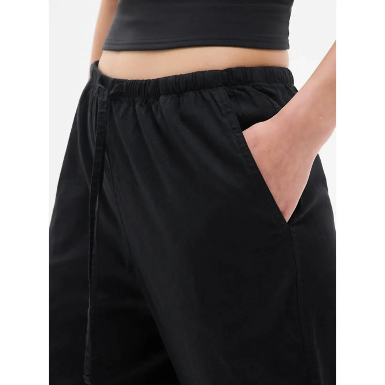 Athleta Tall Paradise Mid Rise Wide Leg Pant Black Linen Blend Relaxed M NWT - Image 4