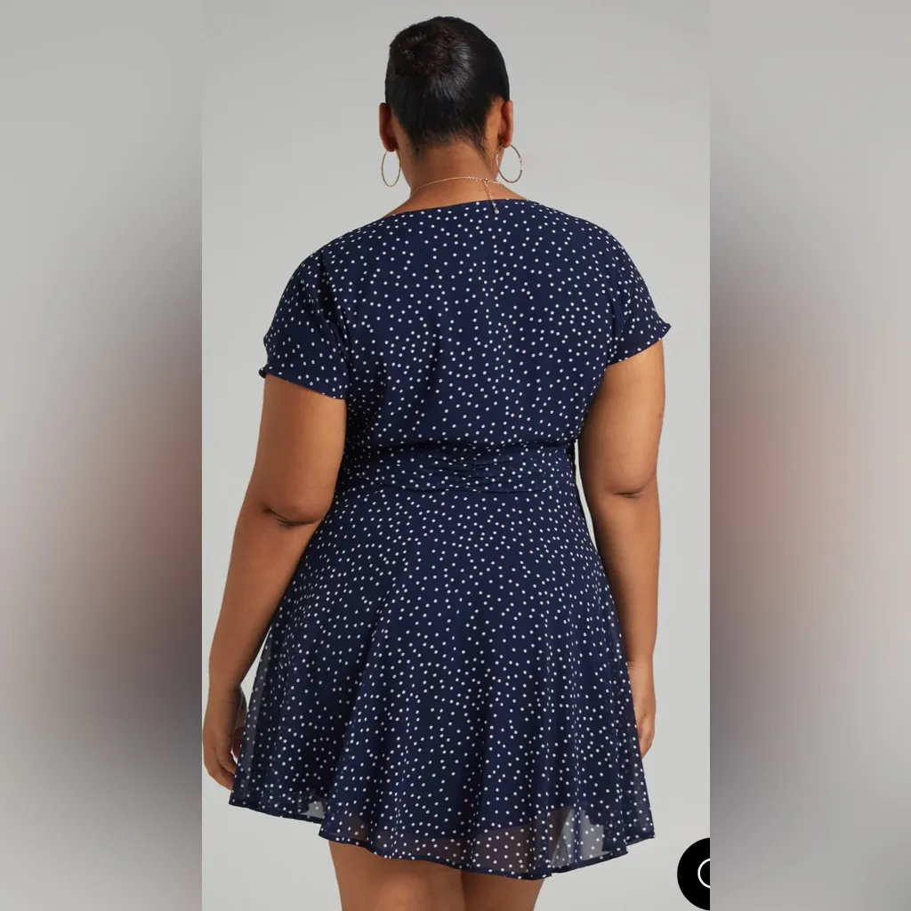 SHOWPO Hey now Navy blue Polka Dot A line mini Dress NEW Size 14 - Image 3