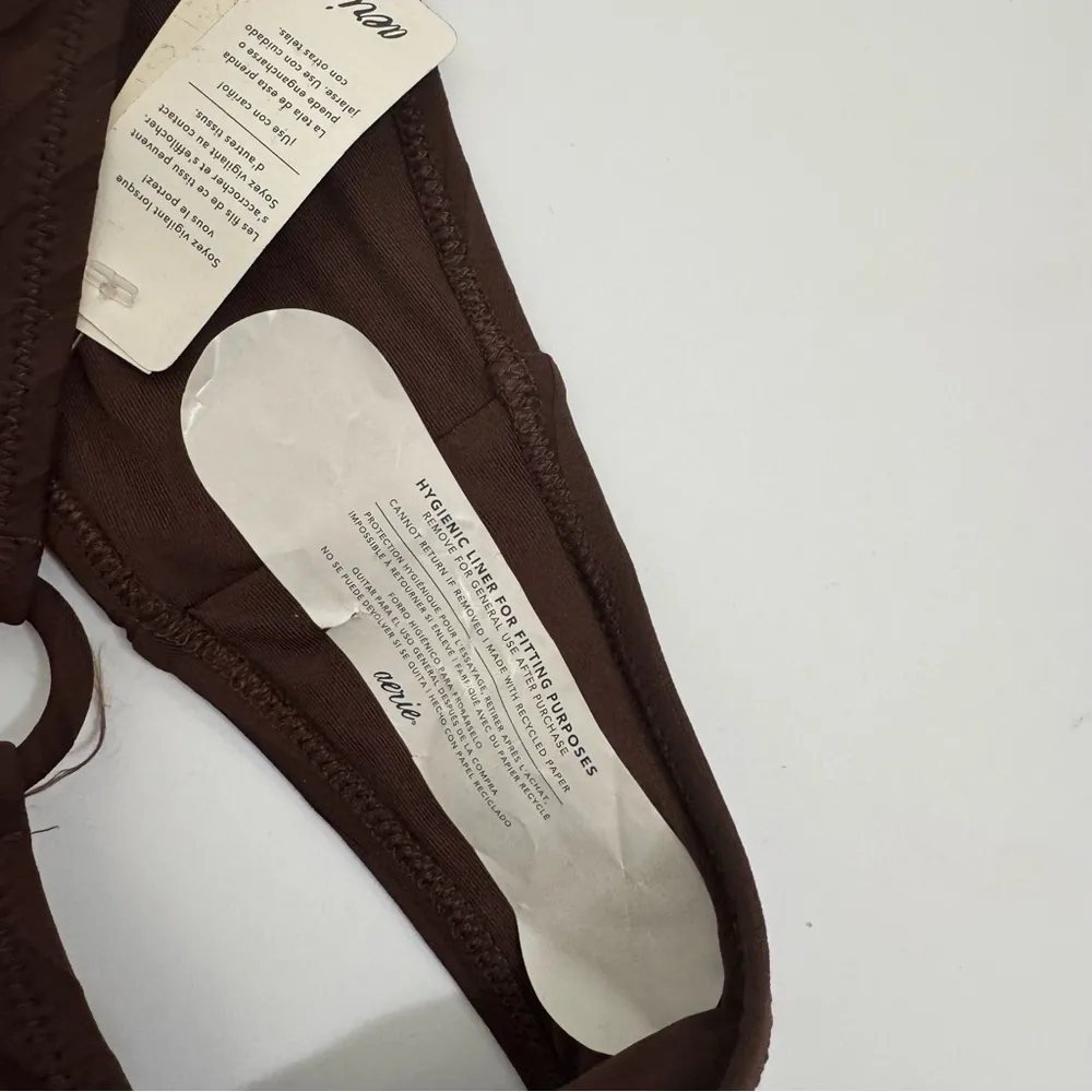 NEW Aerie Wide Rib Low Rise Ring Cheeky Bikini Bottom Canyon Sun Brown Sz Small - Image 7