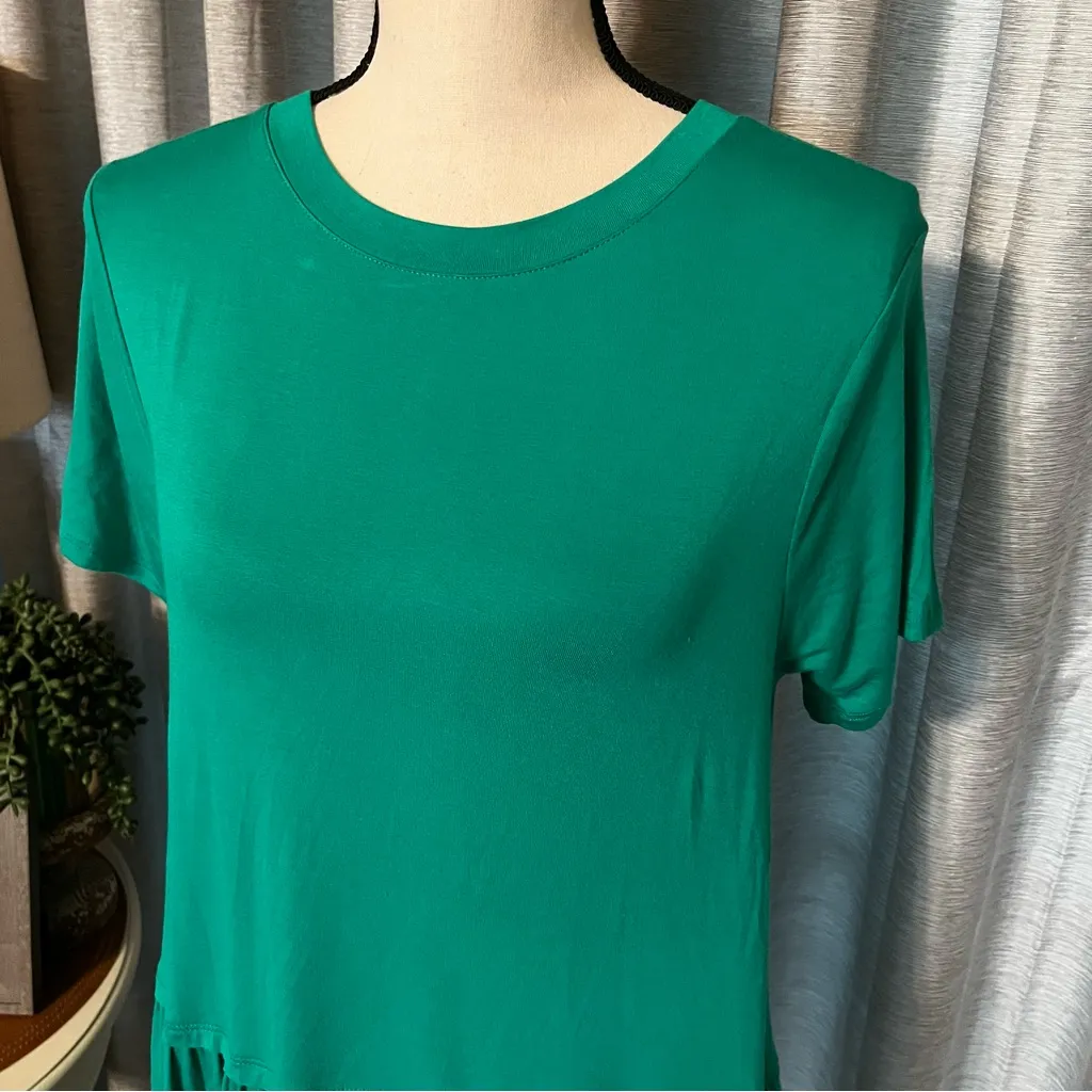 Zenana Premium Womens Size Small Green Short Sleeve Tiered Dress Raw Hem‎ Tunic - Image 7