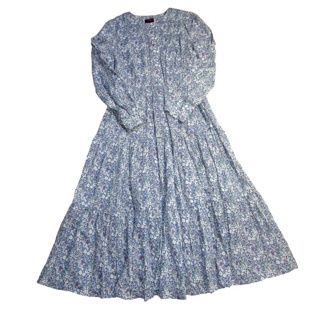 NWT J.Crew Tall Long Tiered Midi in Ivory Liberty June's Meadow Floral Dress 14T - Image 2