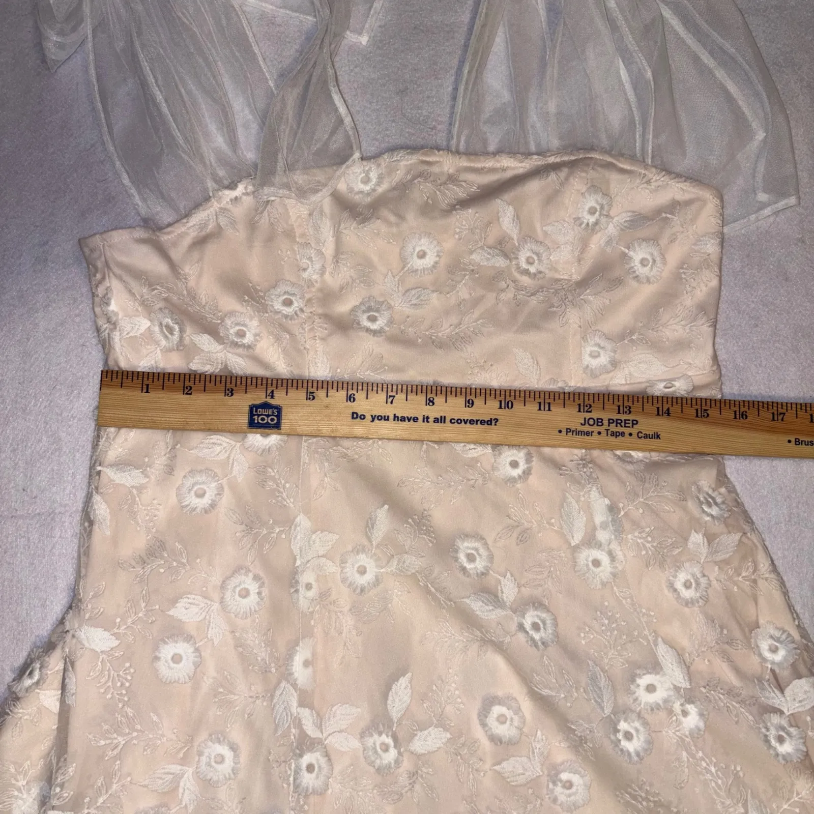 PROMESA Lace Floral Tulle Overlay Dress Midi Formal Special Occasion Size L - Image 9