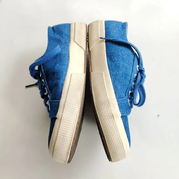 SUPERGA Cotu Sneaker Lace Up Denim Blue Womens Size 7.5 Mens Size‎ 6 Athletic - Image 2