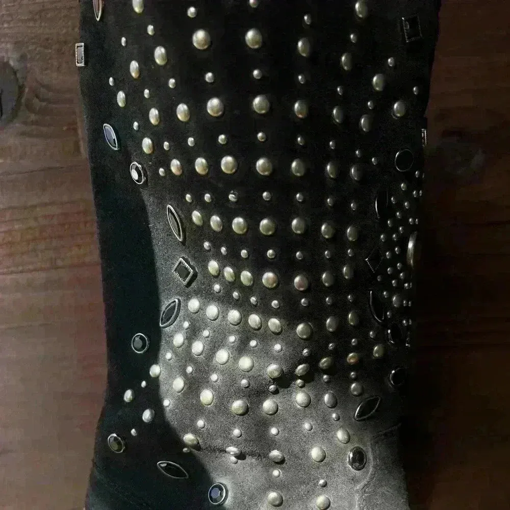 Vintage | suede studded western boho boots Black Size 9.5 - Image 2