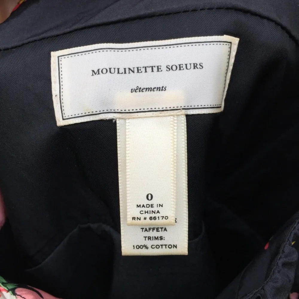 Moulinette Soeurs Black Print Silk Dress Anthropologie 0 - Image 4