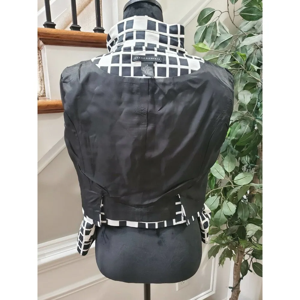 Grace Elements Women's White & Black Cotton Long Sleeve Casual Jacket Size 4 - Image 7