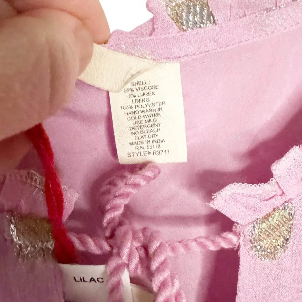 RAGA LILAC GOLD SILVER FLUTTER SLEEVES SRESS SZ L - Image 9