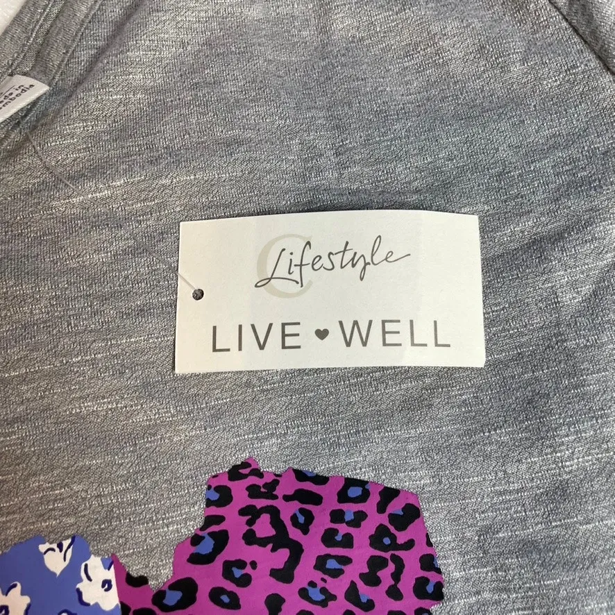LIVE WELL LIFESTYLE Grey NWT Graphic Top Choose Happy Small 1/2 3/4 Sleeve‎ Gray - Image 2