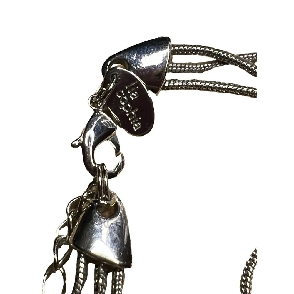 Lia Sophia silver tone necklace 3 strands pendant adjustable 19" - Image 5