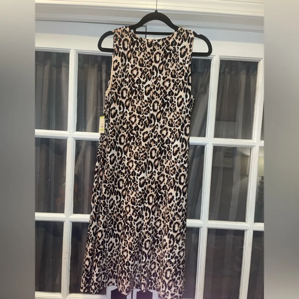 Anne Klein Leopard Print knee length Dress black and tan woman’s size 4 NWT - Image 3