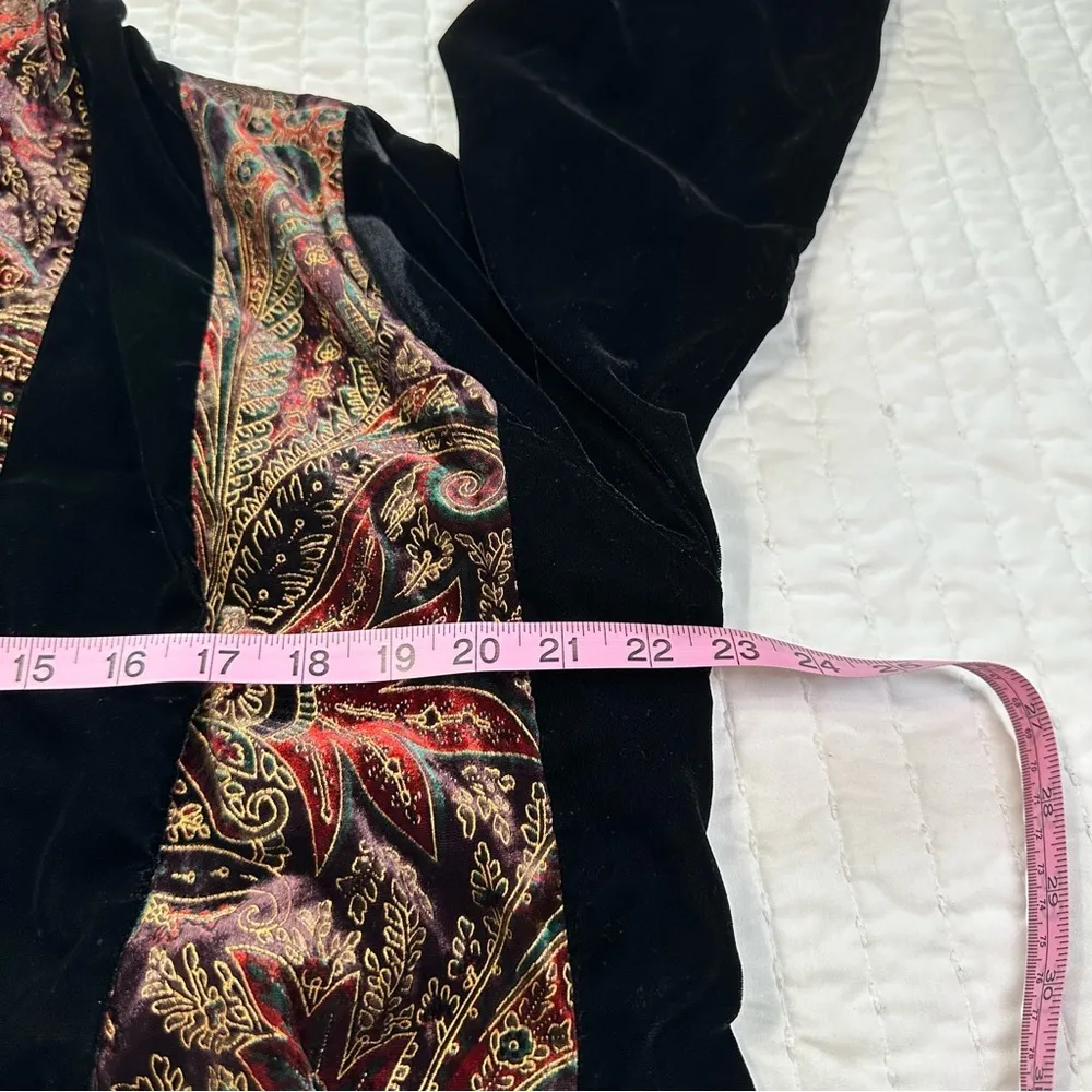 Soft Surroundings Vintage Duster Open Front Boho Velvet Fairy Whimsygoth Print - Image 5