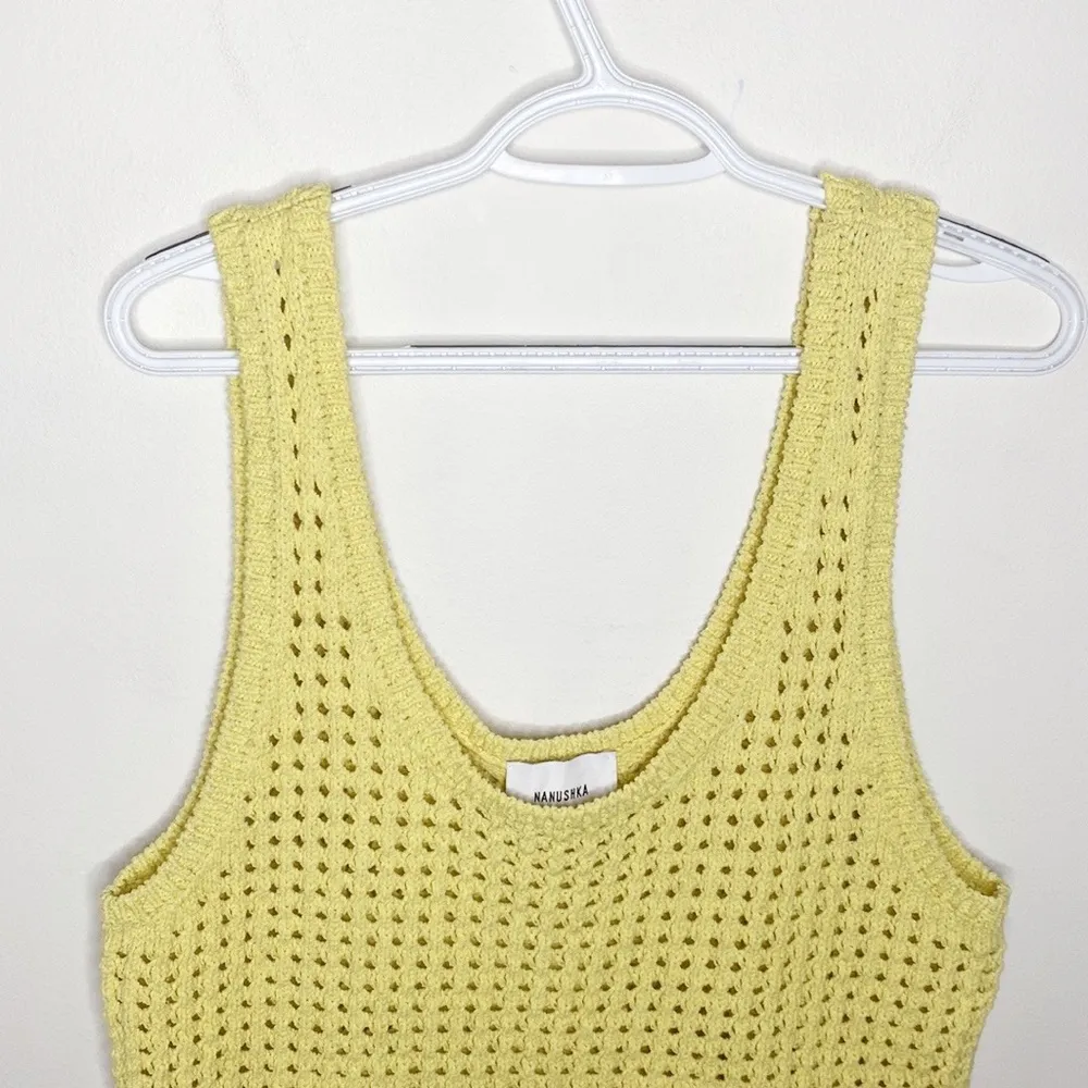 Nanushka Tula cotton linen crochet knit tank top in acid yellow color size S - Image 6