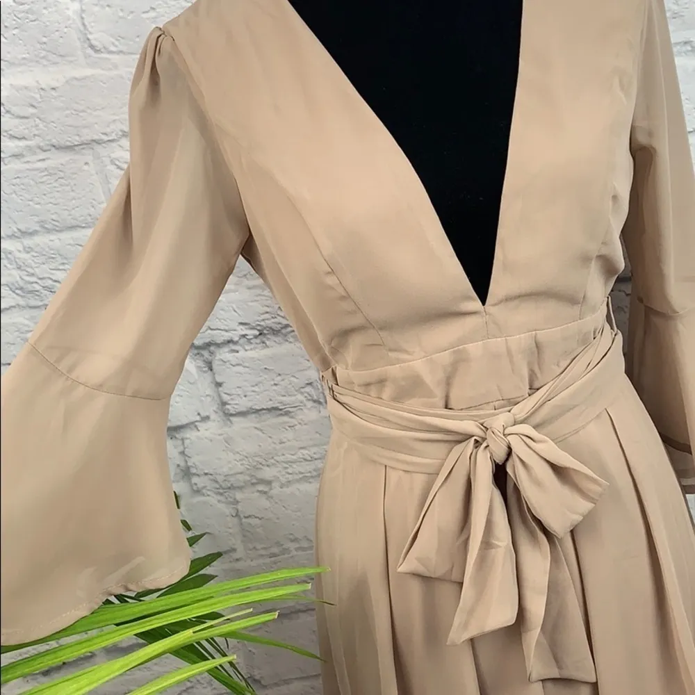 NEW Mia Taupe Deep V-Neck Romper - Image 6