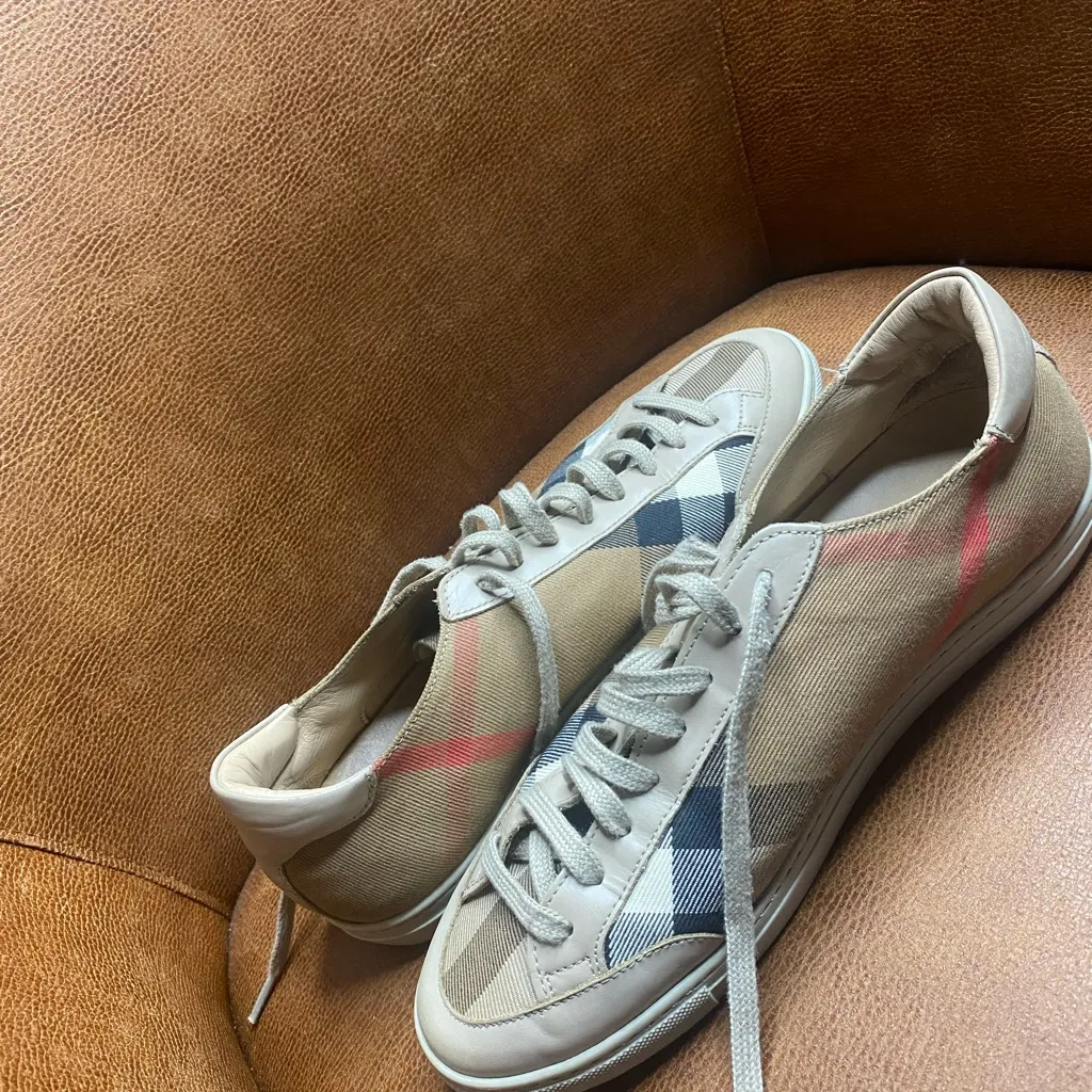 Burberry Vintage Check Canvas & Leather Mid-Top Sneakers | EU 40 (US 9.5/10) - Image 4