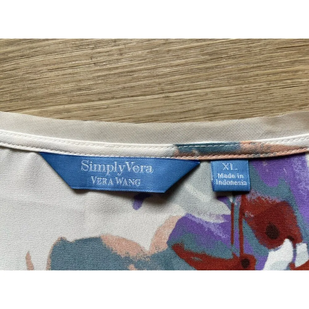 Simply Vera Vera Wang High-Low Layered trim Sleeveless Top Floral Size XL - Image 4