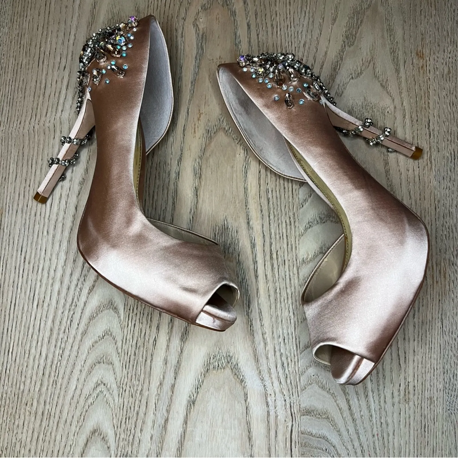 Antonio Melani Carean Bejeweled Peep Toe Pumps Rose Champagne Women’s 8 - Image 8