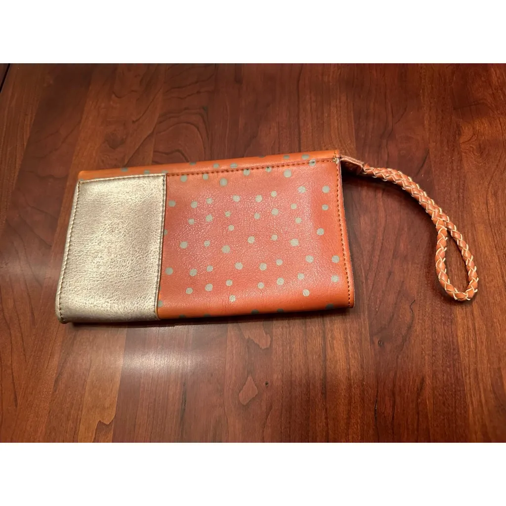 Faux Leather Polka Dotted and Silver Wristlet - Image 3