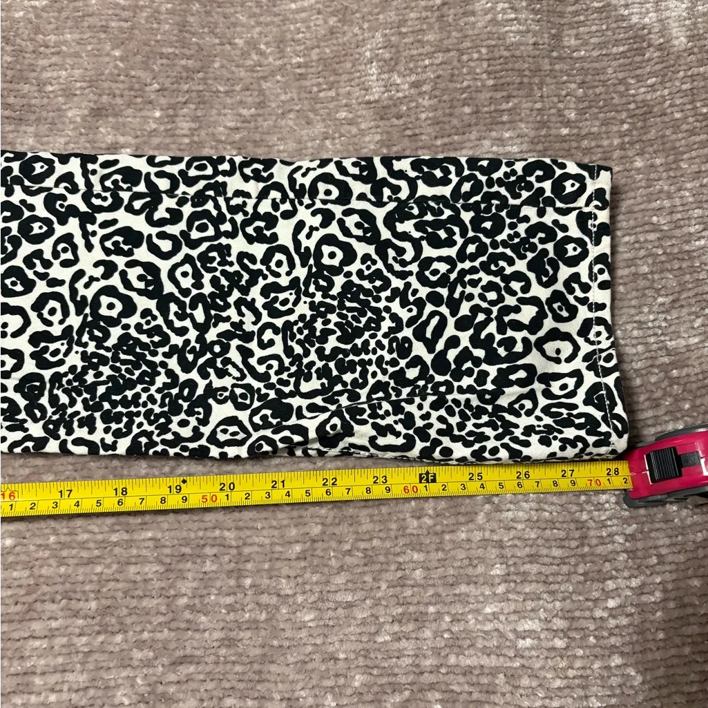 Ann Taylor Leopard Print Straight Leg Pants Black/White Snow Leopard Edgy Glam - Image 9