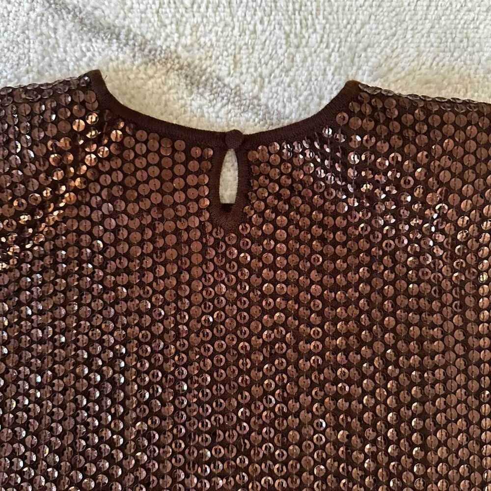 Jones New York Rich Velvet Chocolate Brown Blazer and Sequin Top Sz M - 10 - Image 10