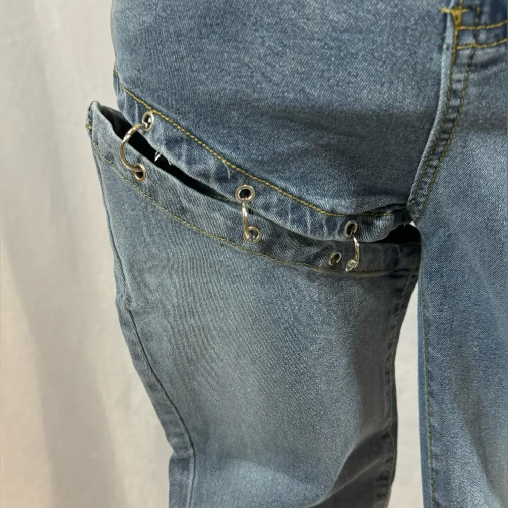 High waisted stacked split leg detachable streetwear fashion jeans size medium - Image 5