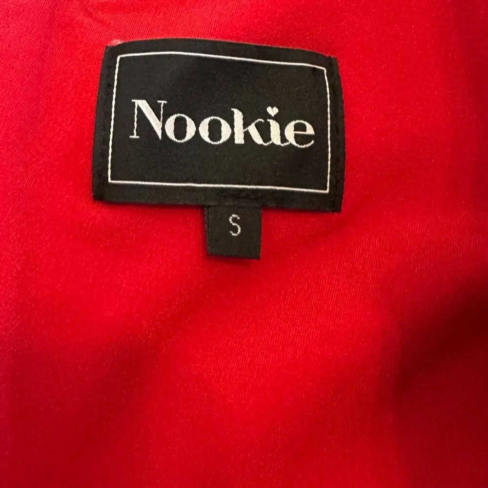 Noookie Bold Red Off-Shoulder Fitted Sheath Dress Spaghetti Strap Size Small - Image 11