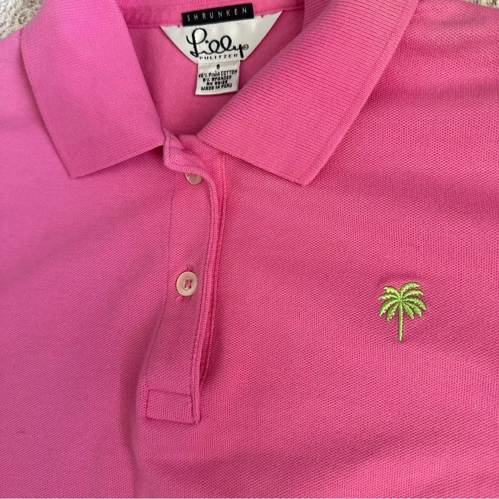 Lilly Pulitzer White Tag Pink “Shrunken” Polo Shirt - Image 5