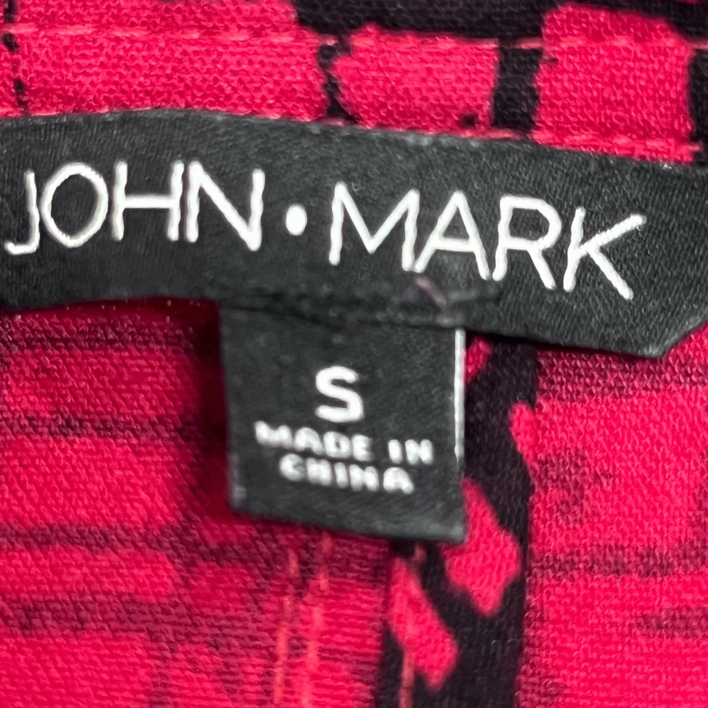John Mark S Red Black Button-Down Shirt window pane long sleeve roll up tab - Image 2