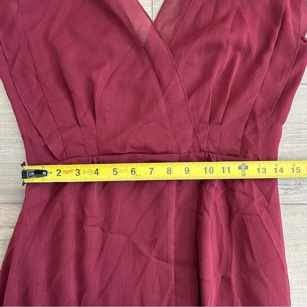 MNG Mango Burgundy Sleeveless V Neck Steamy Cross Maxi Flowy Dress NWT 6 - Image 10