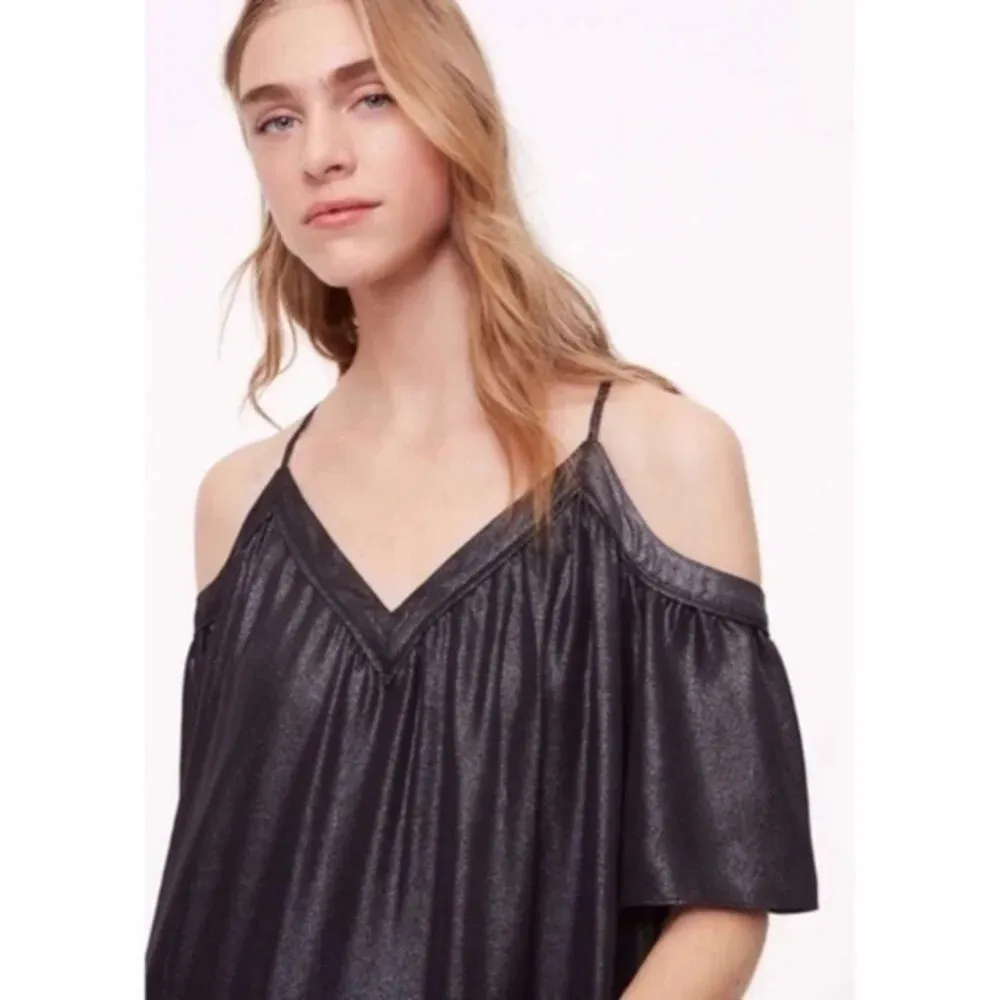 Loft • NWT Black Shimmer Cold Shoulder Dress - Image 2