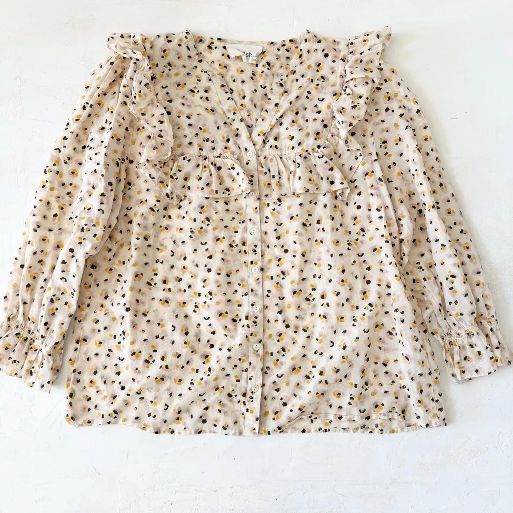 Ba&sh Women's Blake Blouse Top Button-Down Placket Size L - Image 6