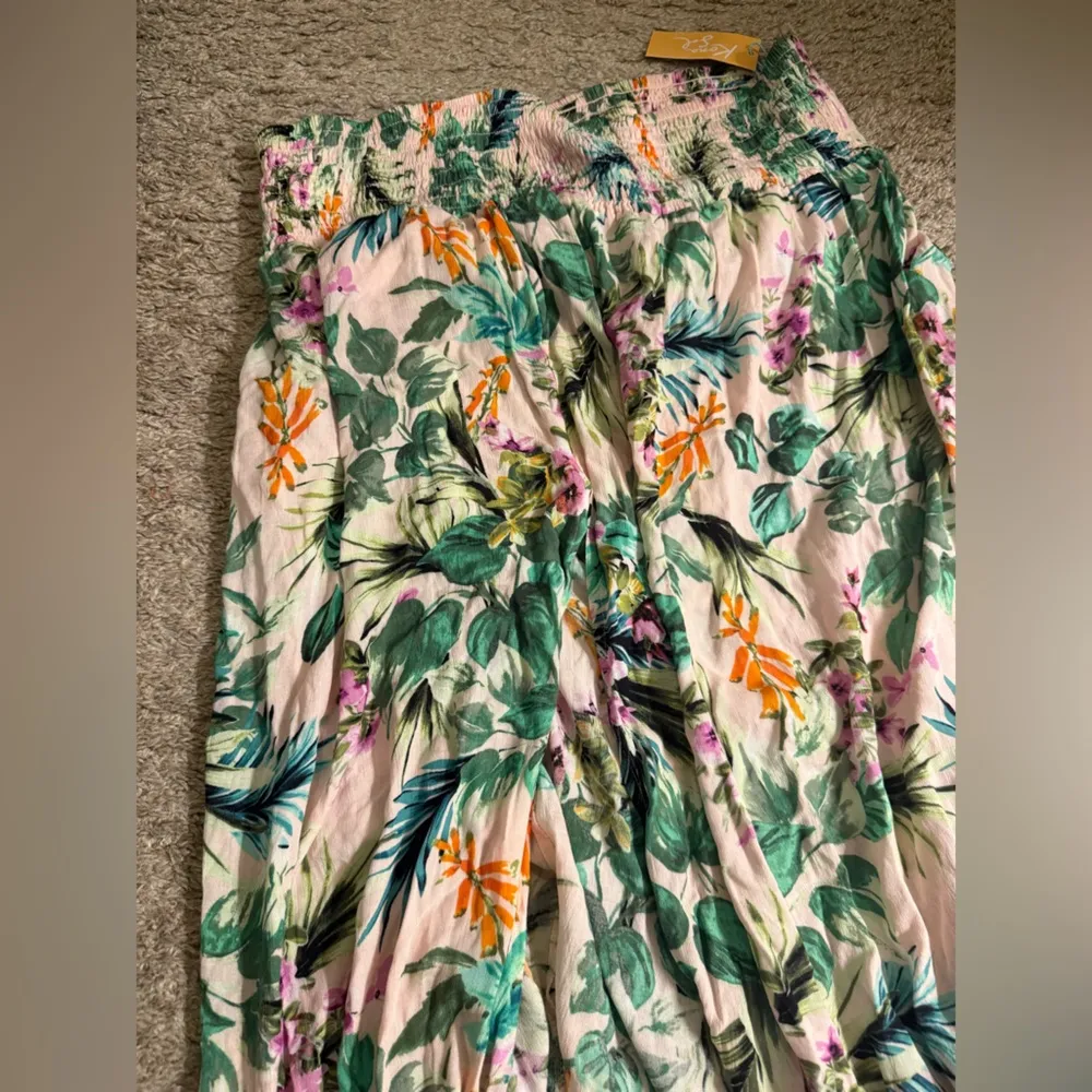Kona Sol Tropical Floral Print Swim Coverup Smocked Waist Maxi Skirt - size XL - Image 6